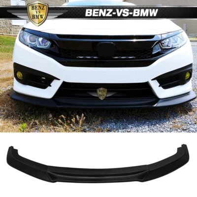 Fits 16-18 Honda Civic IKON GT Style Front Bumper Spoiler Lip PU Unpainted — 第 1/4 张图片