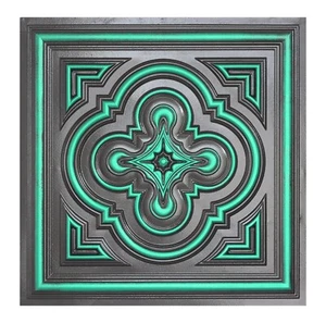 Pressed Tin Ceiling Tile 3D embossed wall panels PL36 Achaic cyan 10pcs/lot - Picture 1 of 21