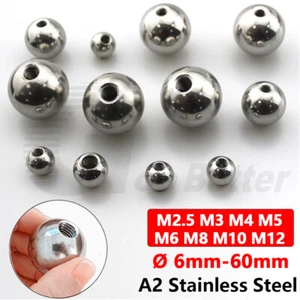 Ø 6-60mm Stainless Steel Ball Bearing with Half Thread M2 M3 M4 M5 M6 M8 M10 M12 - Picture 1 of 12