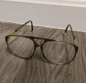 Vintage RMC Exec 2 AVIATOR Eyeglasses Frames Only Acetate Gold Hong Kong 80s - Picture 1 of 9