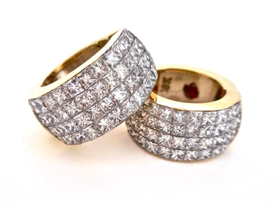 PENDIENTES ARO DIAMANTES TALLA PRINCESA ORO AMARILLO 18K 3,36CTW Foto 1 de 4