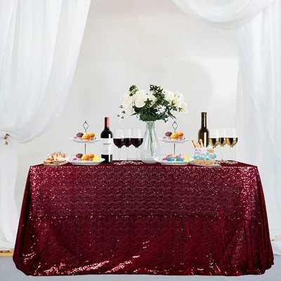 Burgundy Sequin Tablecloth 50x80-Inch Sequin Table Cloths for Parties Sequin ... - Image 1 of 4