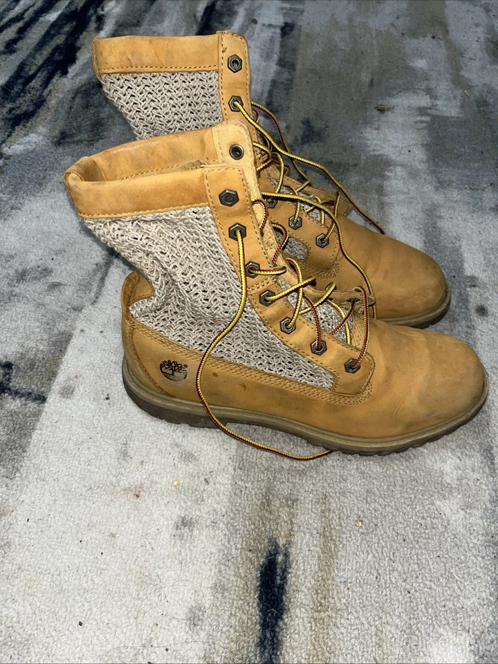 Timberland открытый плетение пшеницы боя ботинки женщин Sz 11 A13GC сетки желтовато-коричневый кожаный - Изображение 1 из 4