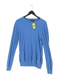 A.P.C. Women's Top L Blue Cotton with Cashmere Long Sleeve Round Neck Basic - Picture 1 of 7