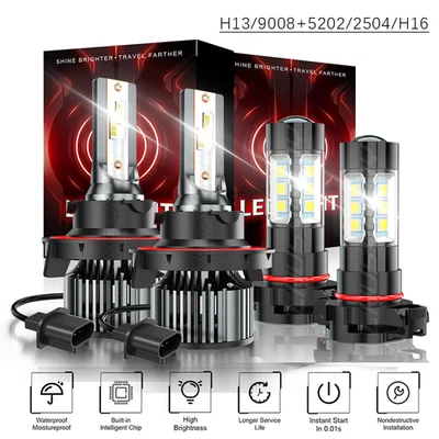 Kit de faros LED de haz alto y bajo para Ram dakota 2011 4x 9008+H16 6500K Foto 1 de 4