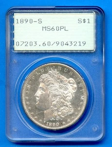 1890 S PCGS MS60PL Morgan Silver $1 Dollar US Mint Coin Proof Like Rare Rattler - Picture 1 of 3
