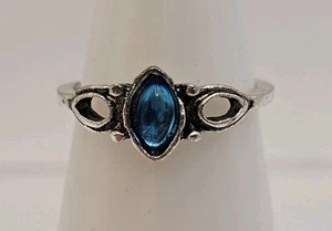Trachtenring silberfarben blaue Glassteine Größe 5 - Bild 1 von 8