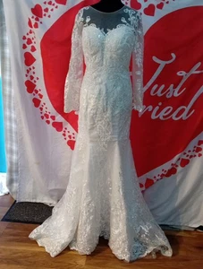 Wedding dress size 14 white lace, check measurements, G - Picture 1 of 8