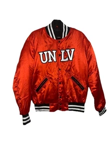 Vintage 80’s / 90’s UNLV Rebels Satin Bomber Jacket M Patchwork Steppfutter RAR - Bild 1 von 22