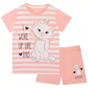 Marie Disney Aristocats Pyjamas Kids Girls 2 3 4 5 6 7 8 9 10 Years Stripes Pink - Picture 1 of 4