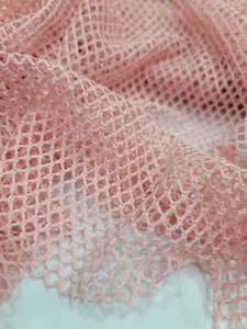 Fabric Sold By The Yard Blush Pink Fish Net Fabric Silver Shimmer - Picture 1 of 12