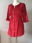 Women?S M&S Red Linen Button Up Pleated Front Tunic Top Uk 8-10  34" Bust Bnwt