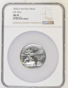 2022 Armed Forces Navy US Mint Silver Medal 2.5oz .999 NGC MS70 RARE GEM - Picture 1 of 2