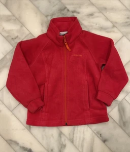 Columbia Girls Pink Zip Up Fleece Jacket Size 4/5 With Orange Accent/Zipper - Picture 1 of 13