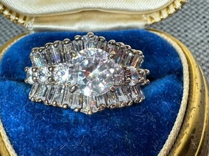 Ring ausgefallenes Design Zirkonia Sterlingsilber Versprechen Hochzeit Reise Ring Gr.9 - Bild 1 von 3