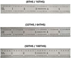 19590 6-Inch Precision 4R Rigid Stainless-Steel Ruler - (1/8 Inch, 1/16 Inch, 1/