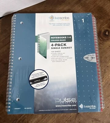 Pulse Livescribe 8.5 x 11 College Ruled 4 Pack Notebook 100 Sheets DOT Paper NEW - Image 1 of 4