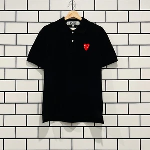 COMME DES GARCONS CDG PLAY DOBLE CORAZÓN ROJO POLO NEGRO T290-051-1 - Imagen 1 de 2