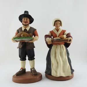 2 Figurine Vintage Midwest Ringraziamento Pellegramma Uomo Donna 11" T Decorazione Autunno - Foto 1 di 11