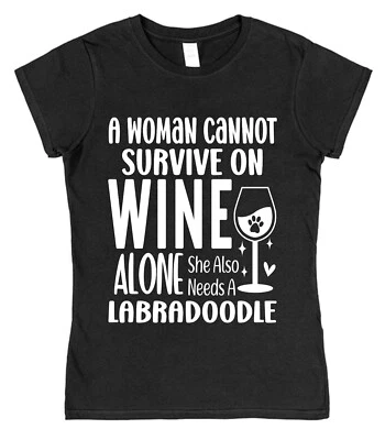 Camiseta Labradoodle Divertida Dueño de Perro Regalo Algodón Amante del Vino Regalo Reino Unido Foto 1 de 4