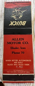 Elkader IA Iowa ALLEN MOTOR BUICK Advertising Matchbook Clayton Auto GM Luxury - Picture 1 of 3