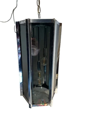 Frederick Ramond Mid Century Smoked Glass & Chrome  Swag /  Pendant / chandelier - Image 1 of 2