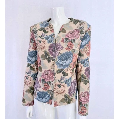 Blazer floral vintage, chaqueta romántica, blazer con cremallera con estampad... - Imagen 1 de 4