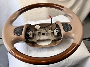 97-03 Ford  F250 F350 Excursion Navigator TAN Leather + WOOD Steering Wheel