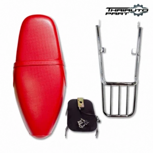 Seat Cushion Long Red + Rear Rack Silver For Honda Super Cub C125 2018-2023 - Picture 1 of 12