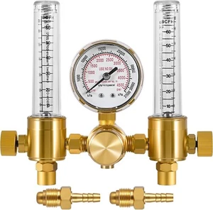 Joliday Argon Regulator, Dual CO2 Flowmeter for TIG/MIG Welding, 60 SFCH, CGA 58 - Picture 1 of 6