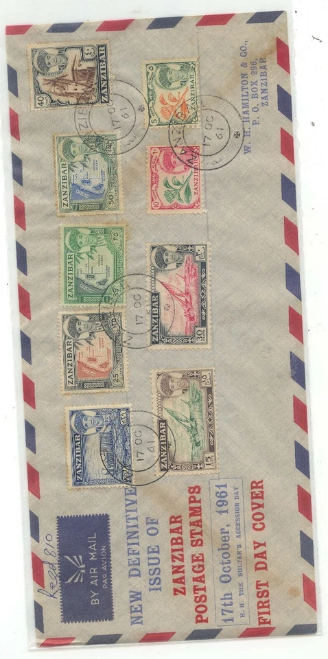Zanzíbar 249-57 Cachet Primer Día Cubierta 1961   Foto 1 de 1