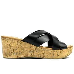 Style & Co. Womens Cork Slip On Wedge Summer Sandals Shoes 8.5 M Crisscross - Picture 1 of 13