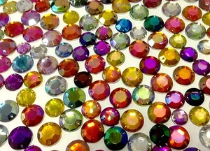 200 strass irridescenti mix da cucire - gemme o bastone da 12 mm e 10 mm con colla - Foto 1 di 1
