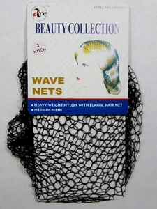 LOT OF 1,2,6,12 PACK--2 PC  BLACK THIN HAIR NET HAT HAIR STYLING--LH1230B - Bild 1 von 2