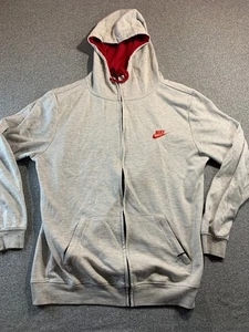 Nike Hoodie Men's 2XL Heather Gray Embroidered Swoosh Logo Full Zip Performance - Picture 1 of 10