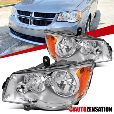 Fit 2011-2018 Dodge Grand Caravan 08-16 Town&Country Headlights Lamps Left+Right - Imagem 1 de 4