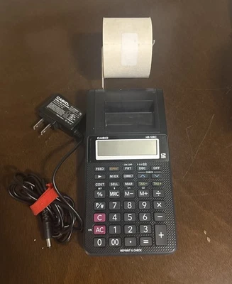 Casio HR-10RC 12-Digit Printing Calculator Black with Power Cord TESTED! - Image 1 of 4