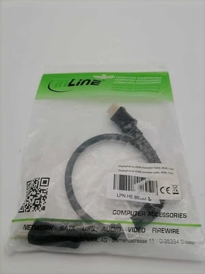 InLine DisplayPort zu HDMI Kabel 0,5m – DP auf HDMI Konverter, Schwarz - Bild 1 von 4