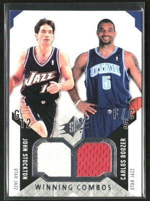 Camiseta deportiva doble John Stockton/Carlos Boozer 2004-05 SPx Winning Combos #WC-JC Utah Foto 1 de 2