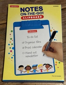 LAKESHORE Kid’s CLIPBOARD Notes On-The-Go! 6”x 9” BLUE Plastic w/Note Pad - Picture 1 of 6