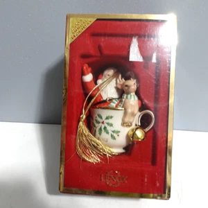 Lenox Annual Christmas Ornament 2003 Santa In Teacup - Picture 1 of 4
