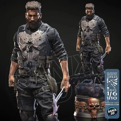 The Punisher 3D Printed Figure, Unpainted Frank Castle Model Kit - Image 1 of 4