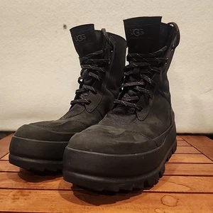 UGG The Lug Women's Size 9 US Black Leather Waterproof Combat Boots 1143833 EUC - Picture 1 of 15