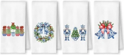 Chinoiserie Christmas Kitchen Towels, 16x24 inches, Xmas  - Image 1 of 4