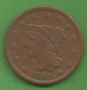 1842 BRAIDED HAIR LARGE CENT, LARGE DATE, 183 YEARS OLD!!! - Picture 1 of 2