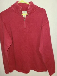 L.L.Bean Quarter Zip Sweater Mens Medium Tall Red Long Sleeve Casual Outdoors - Picture 1 of 3