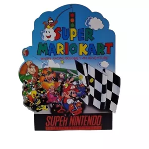 Super Mario Kart Super Nintendo Promotional Store Hanging Display Sign 12x9.5 in - Picture 1 of 24