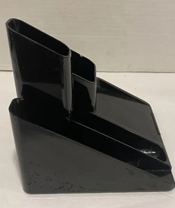 Vtg Plastic Desk Top Pen Holder Organizer Black Acrylic Newell Office - Picture 1 of 12