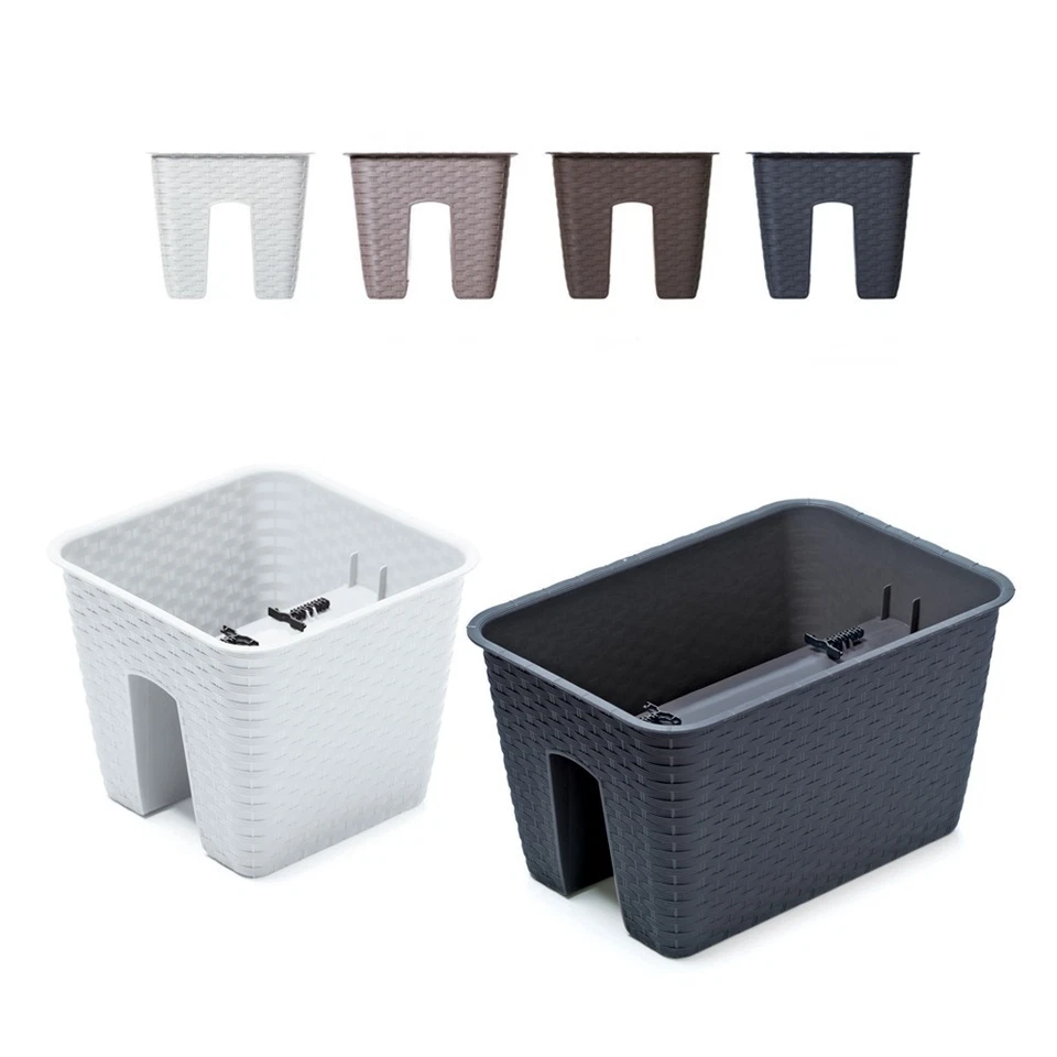 Blumenkasten Balkonkasten Blumentopf Rattan Deko Optik quadratisch 28cm 40cm - Bild 1 von 1