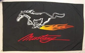 Ford Mustang W/ Flames Premium Logo Flag 3' x 5' Automotive Banner (USA Seller) - Bild 1 von 3